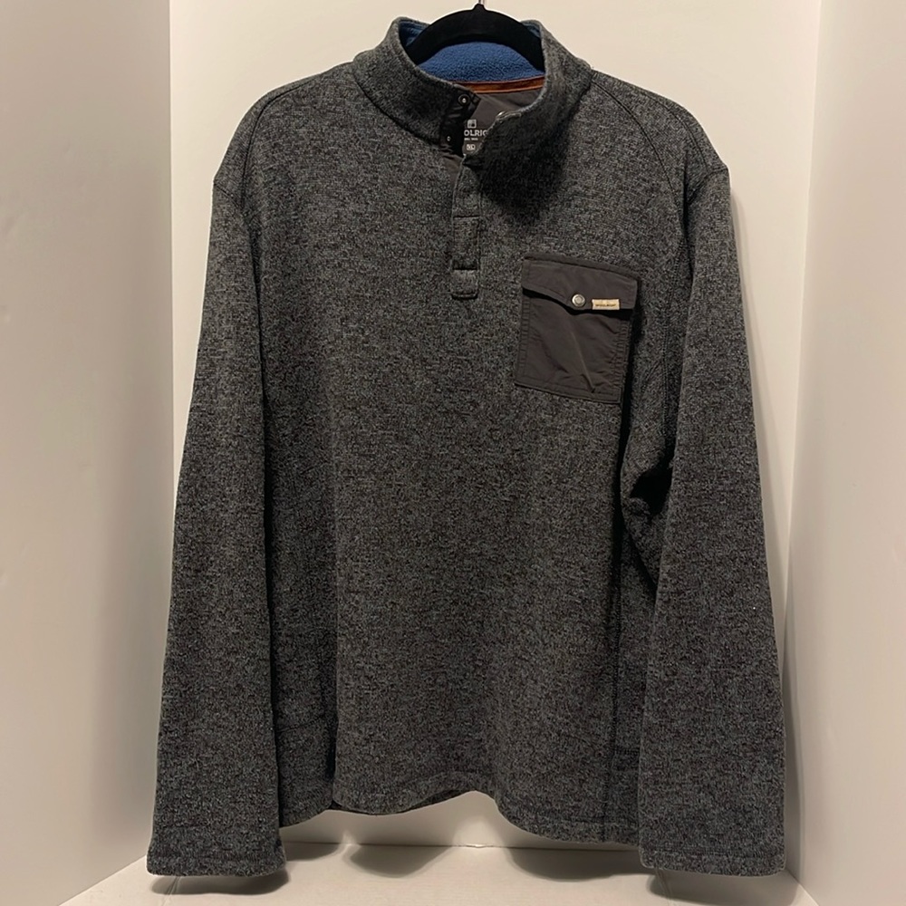 Woolrich Sweater Mens XL Grey Quarter Snap Pullover Outdoor Polyester Sweatshirt